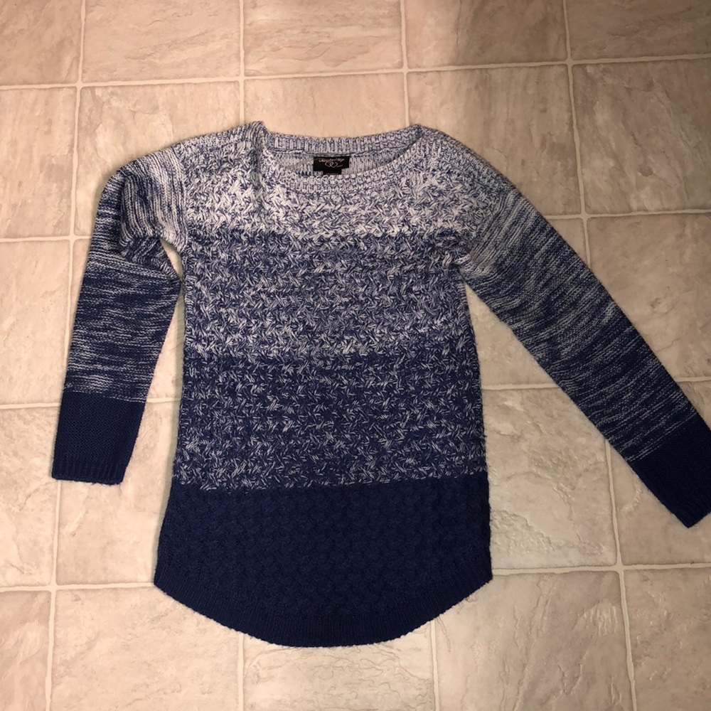 Blue and white sweater